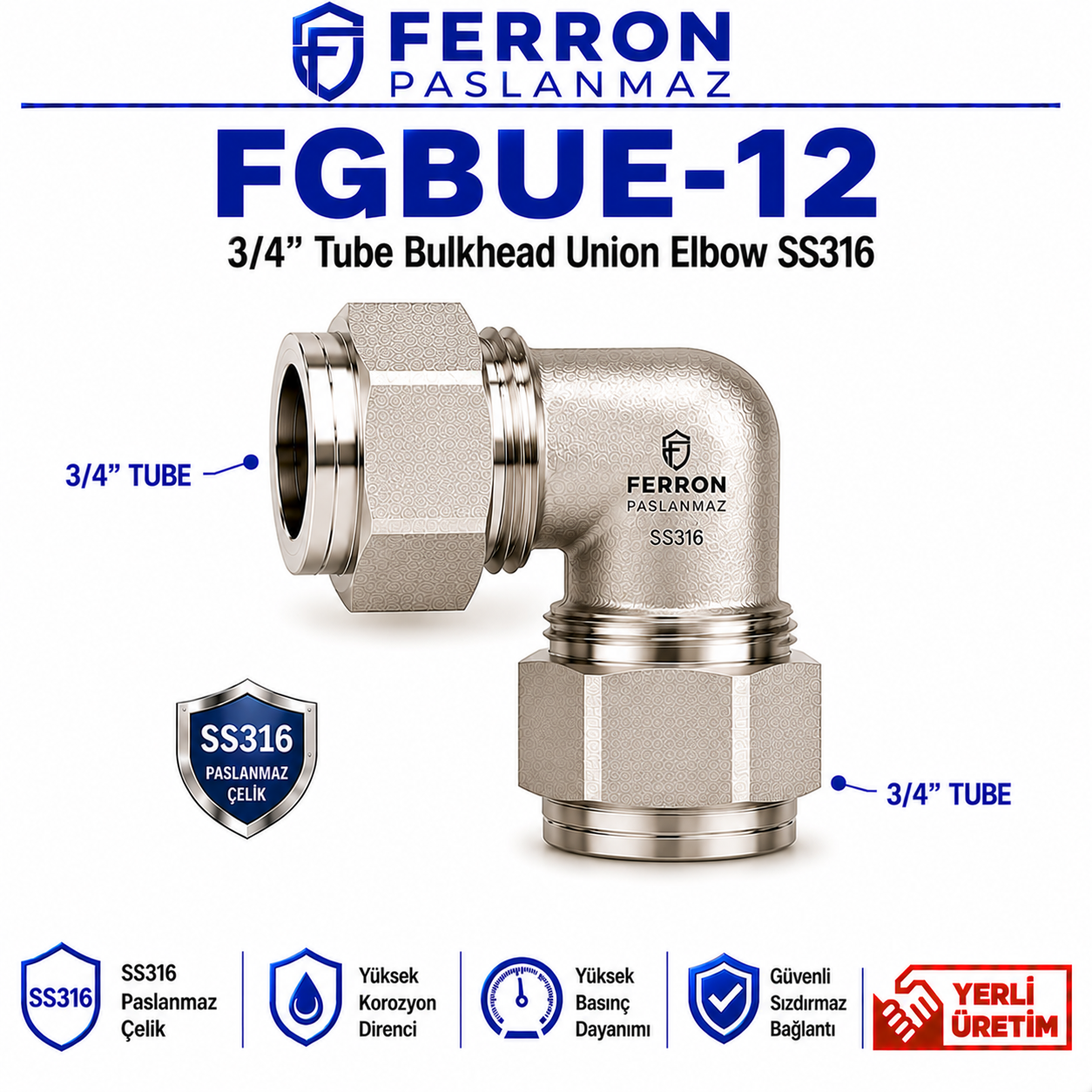ad404f8d-e02f-4673-bd06-1ba9b344f150 FGBUE-12 | 3/4" Tube Bulkhead Union Elbow SS316 - Görsel 1