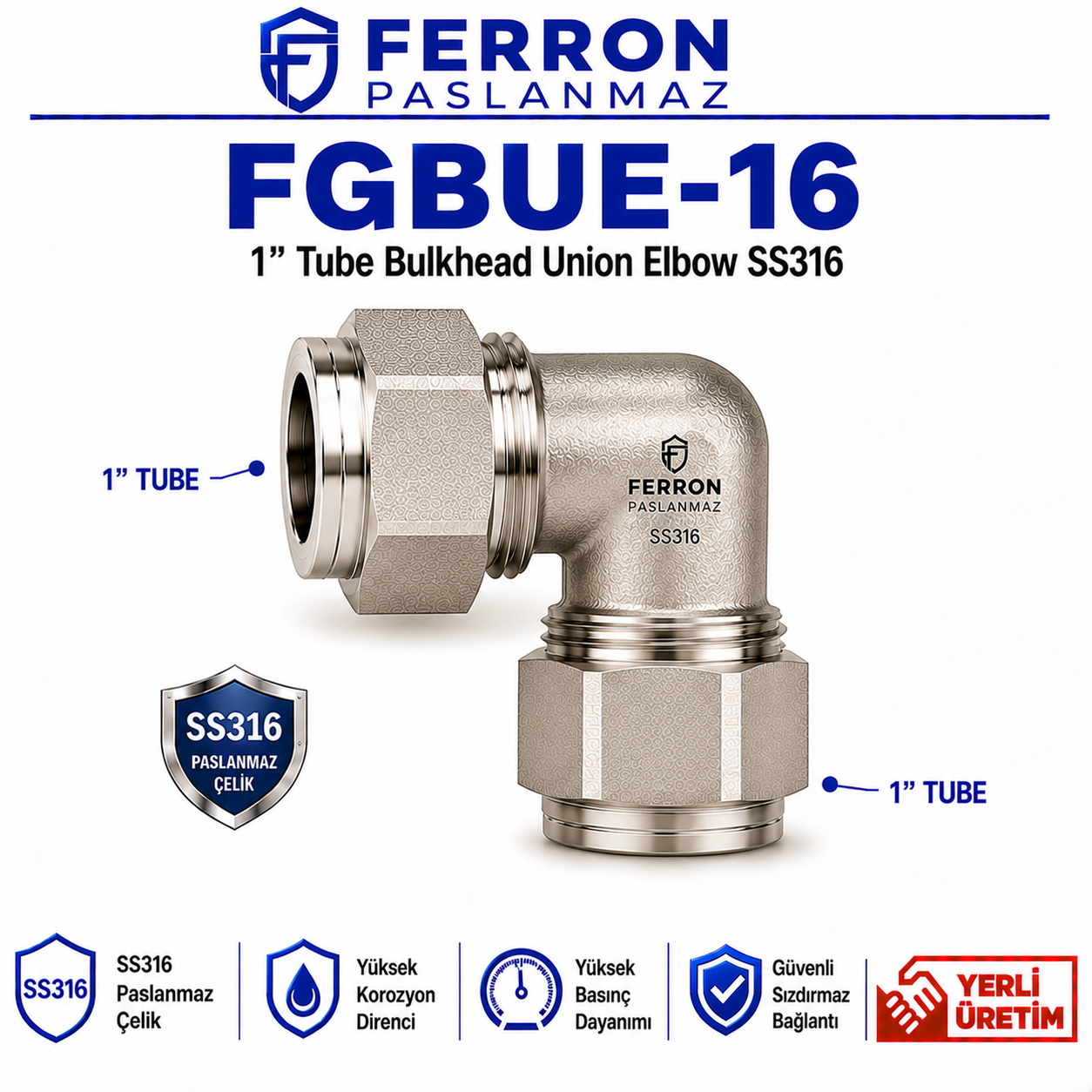 bcb4c2ad-958e-4761-ad2d-31f65e9b2729 FGBUE-16 | 1" Tube Bulkhead Union Elbow SS316 - Görsel 1